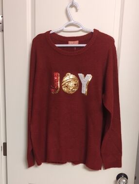 Red Knitt Christmas  'JOY' Sequin Sweater